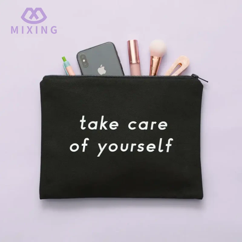 Túi đựng mỹ phẩm cotton màu đen