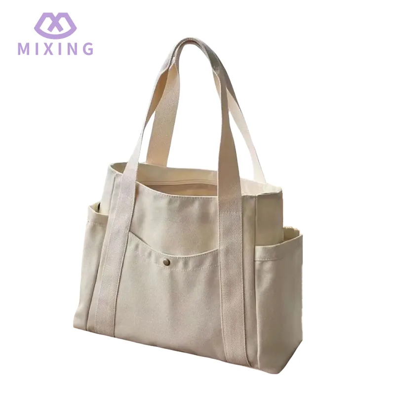 Túi vải tote với dây kéo